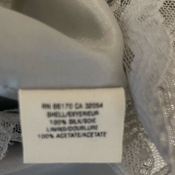 Floreat Anthropologie Gray Silver Silk Ruffle Sleeve Shift Dress Sz 4 Pintuck. - Picture 10 of 15